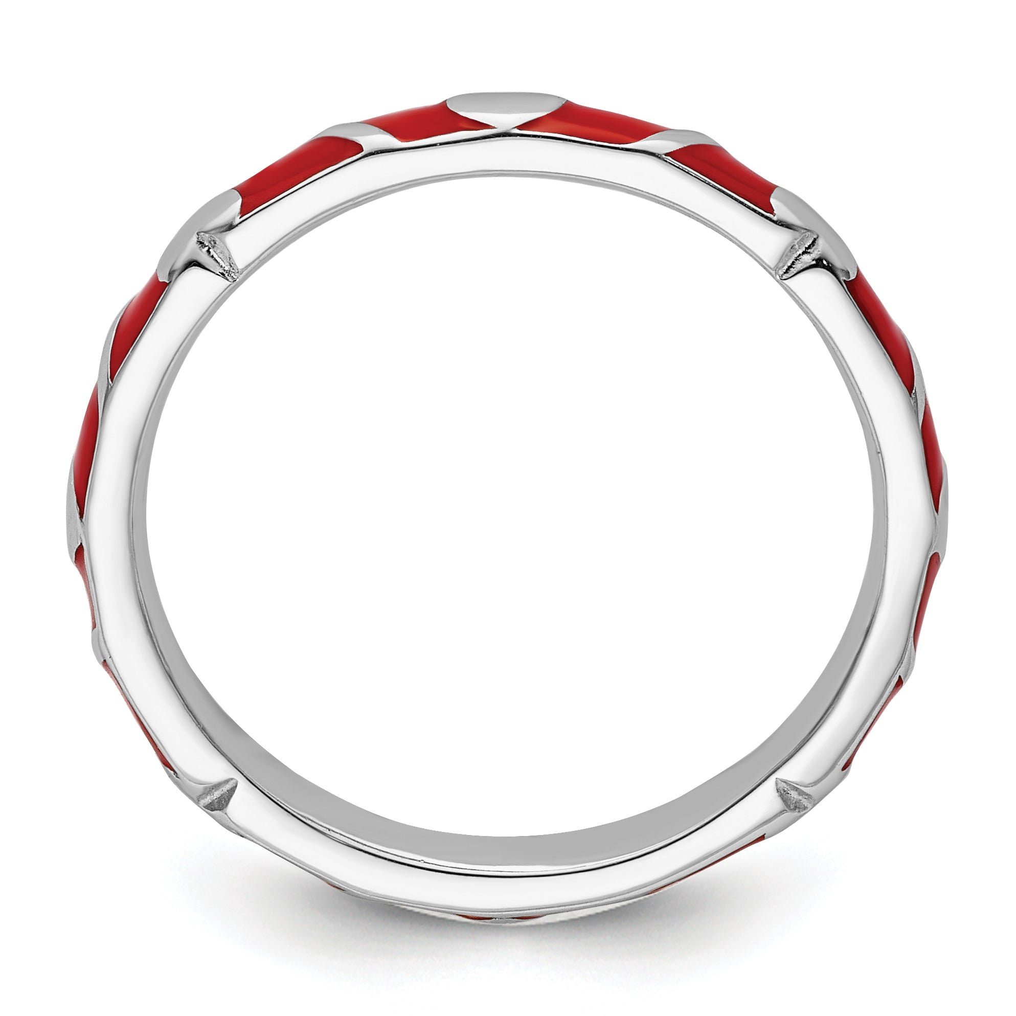 Sterlingsilber Stapelbar Expressions Rot Emaille Herz Ring
