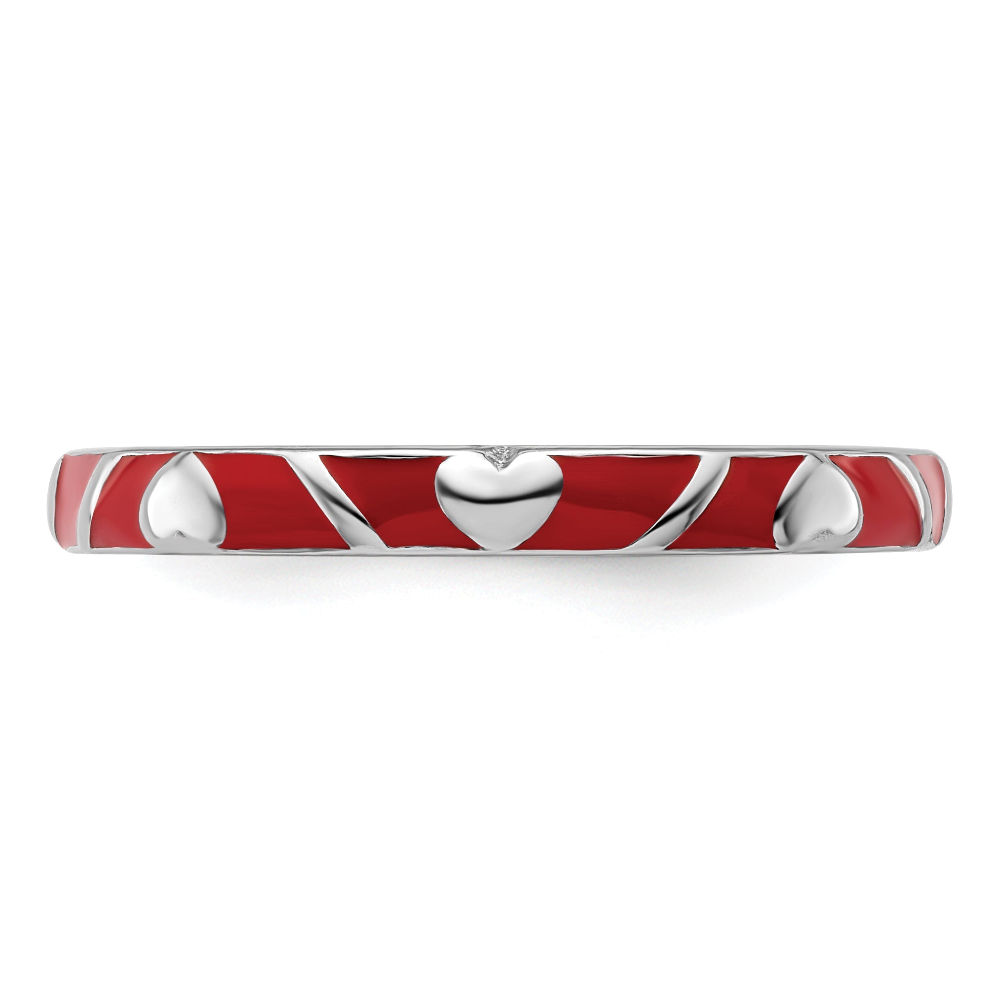 Sterlingsilber Stapelbar Expressions Rot Emaille Herz Ring