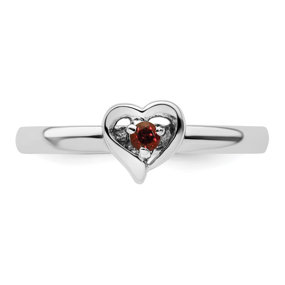 Sterlingsilber Stapelbar Expressions Granat Herz Ring