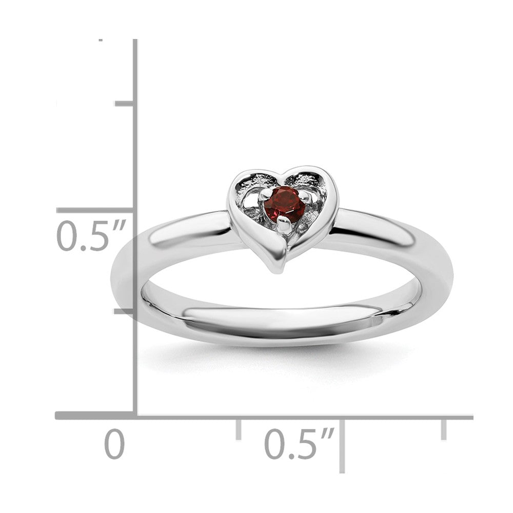 Sterlingsilber Stapelbar Expressions Granat Herz Ring