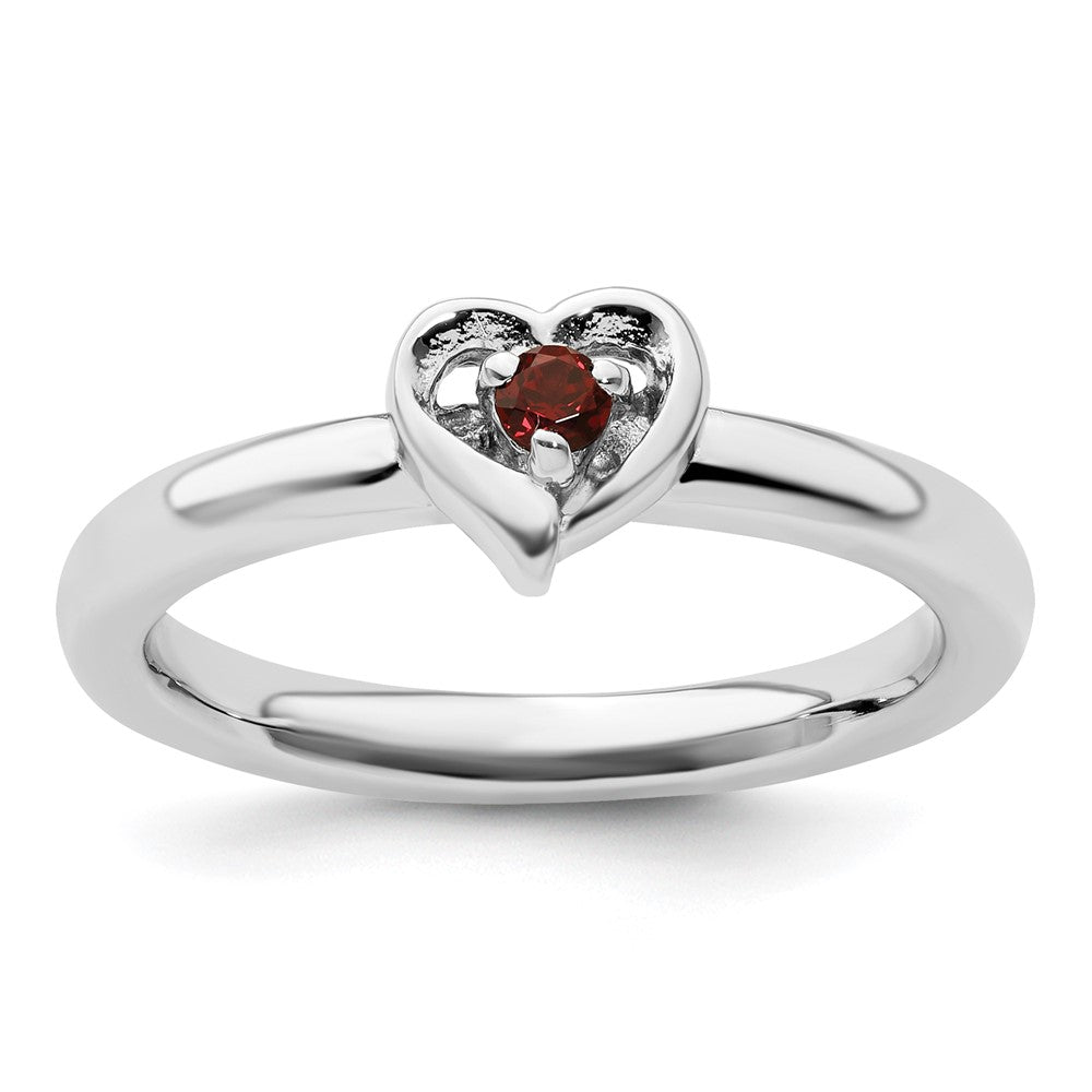 Sterlingsilber Stapelbar Expressions Granat Herz Ring