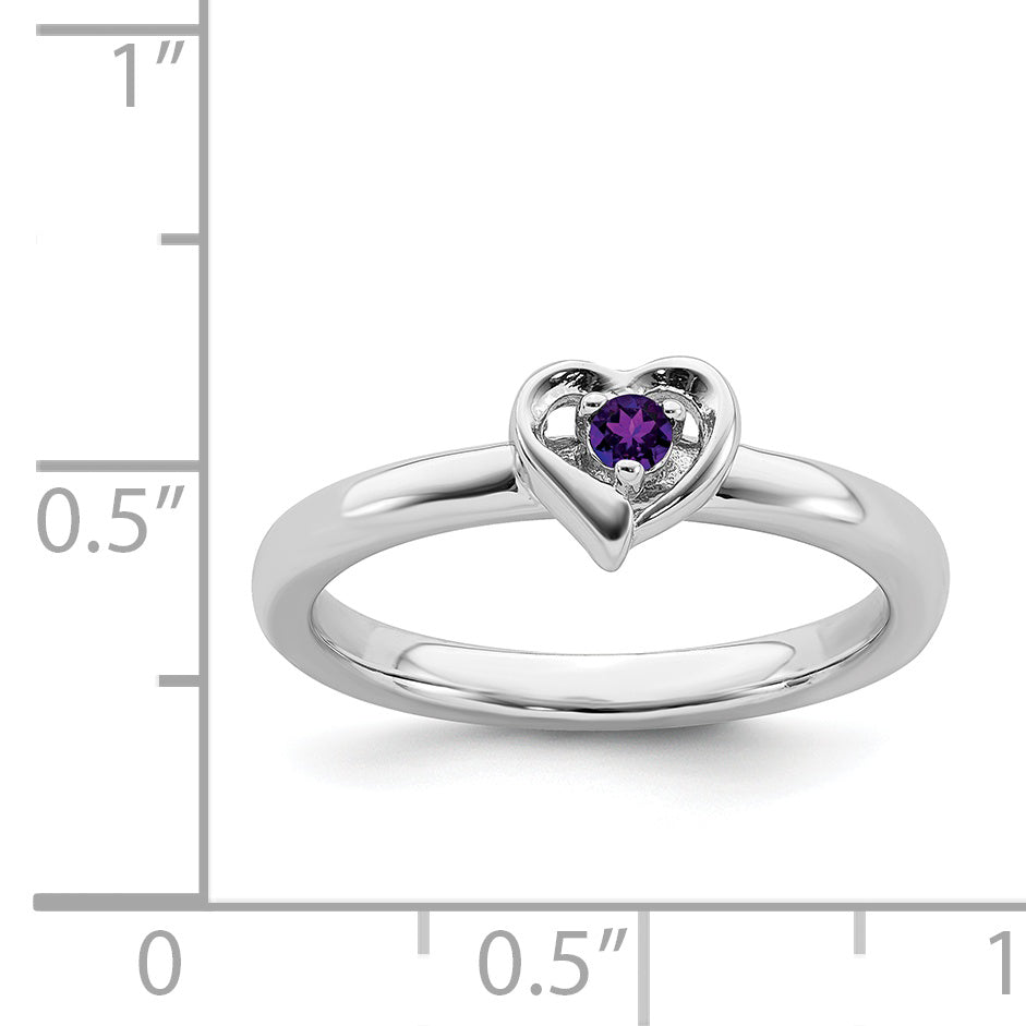 Sterlingsilber Stapelbar Expressions Amethyst Herz Ring