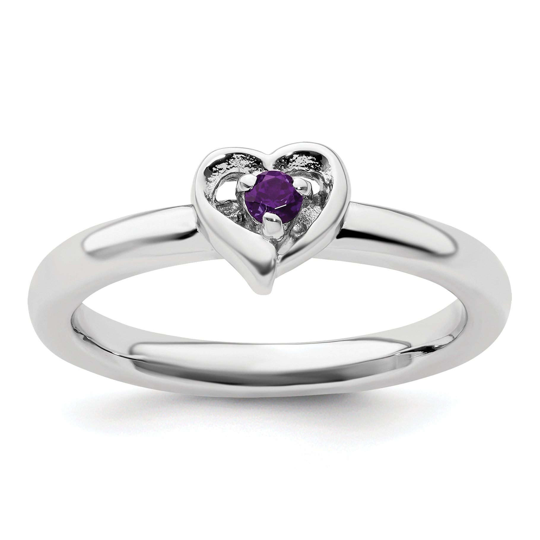 Sterlingsilber Stapelbar Expressions Amethyst Herz Ring