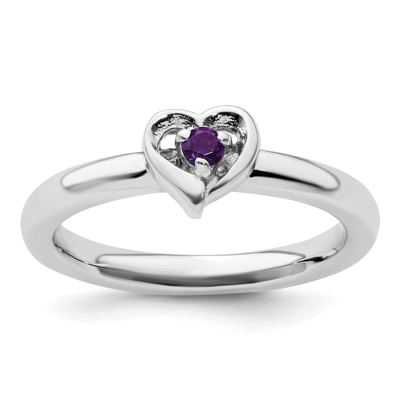 Sterlingsilber Stapelbar Expressions Amethyst Herz Ring