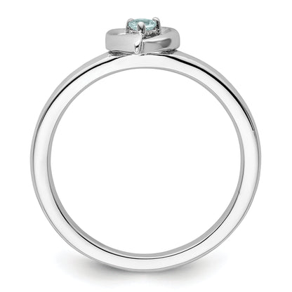 Sterlingsilber Stapelbar Expressions Aquamarin Herz Ring