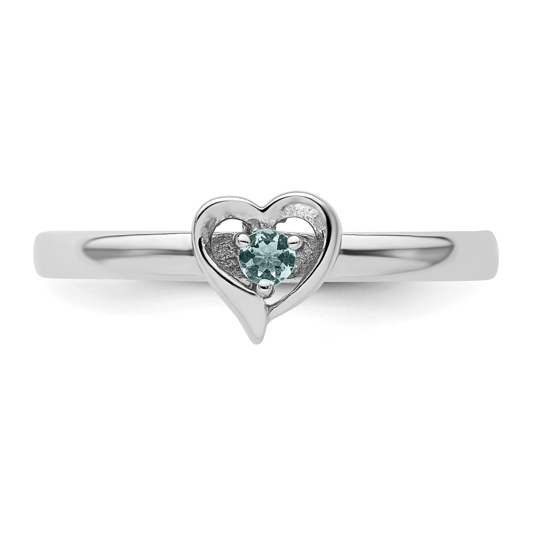 Sterlingsilber Stapelbar Expressions Aquamarin Herz Ring