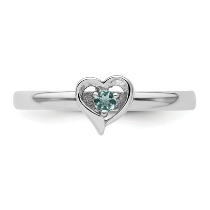 Sterlingsilber Stapelbar Expressions Aquamarin Herz Ring