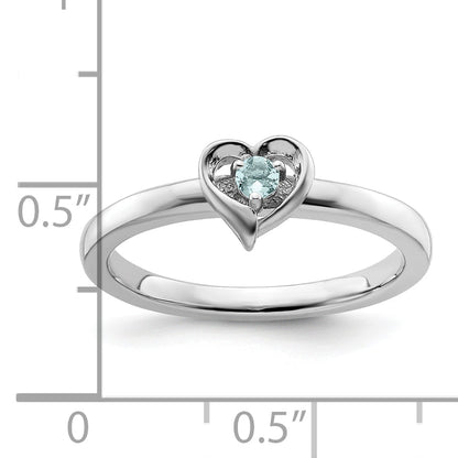 Sterlingsilber Stapelbar Expressions Aquamarin Herz Ring