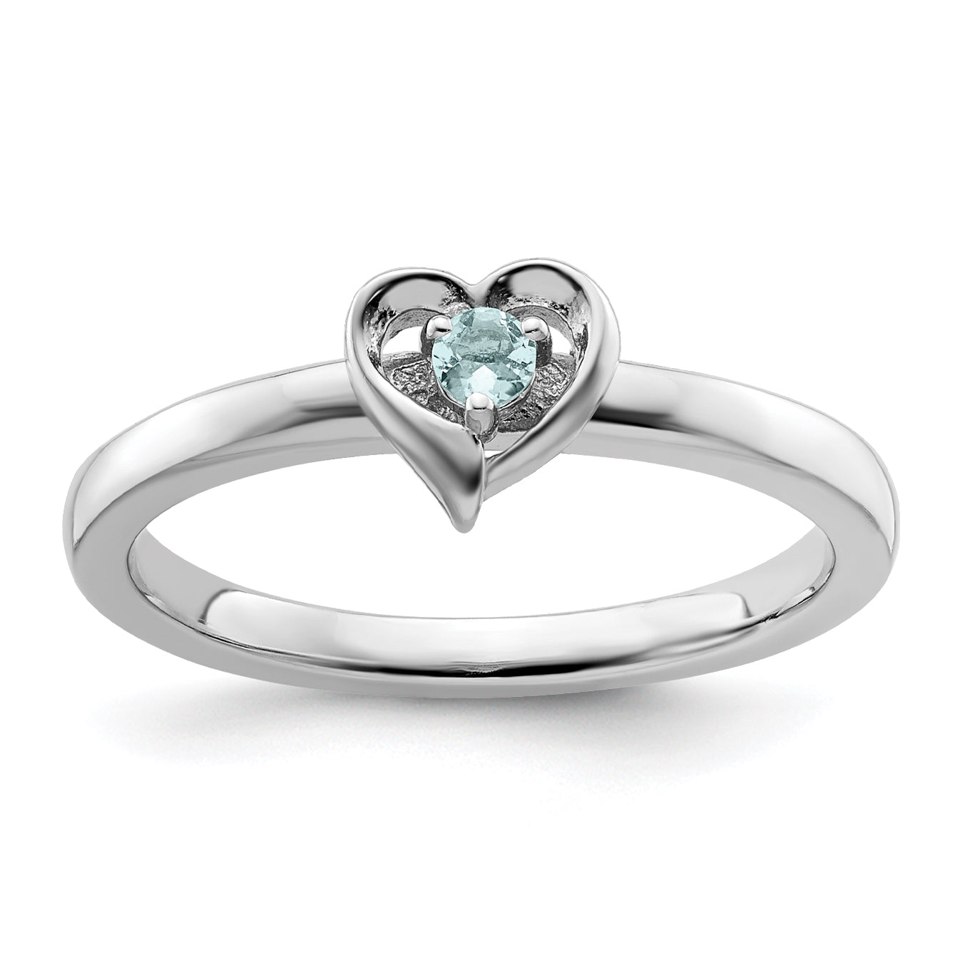 Sterlingsilber Stapelbar Expressions Aquamarin Herz Ring