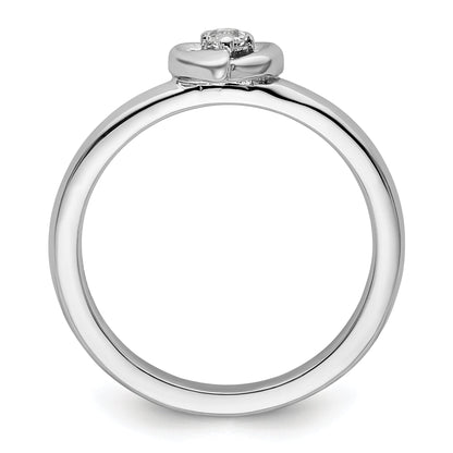 Sterlingsilber Stapelbar Expressions Weiß Topas Herz Ring