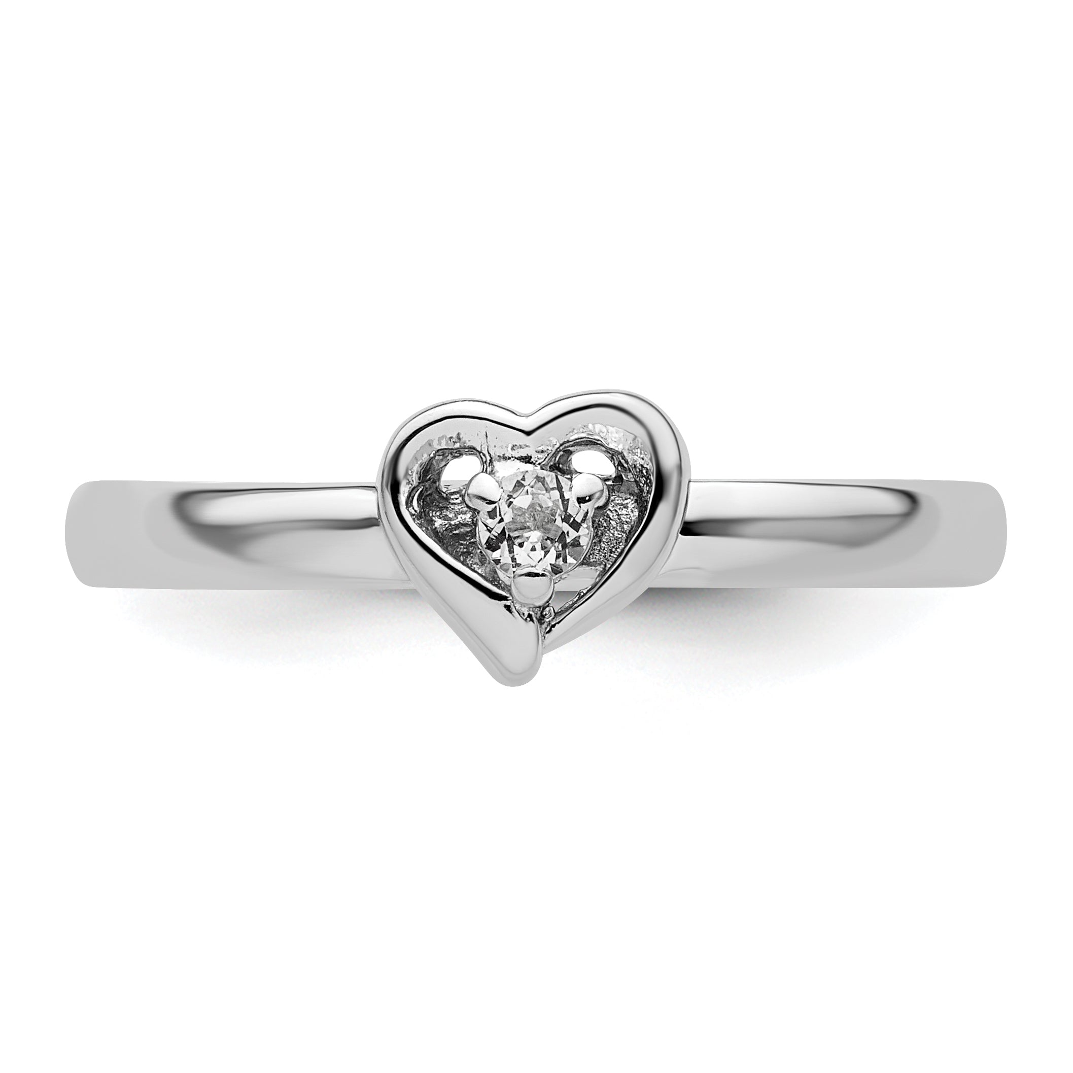 Sterlingsilber Stapelbar Expressions Weiß Topas Herz Ring