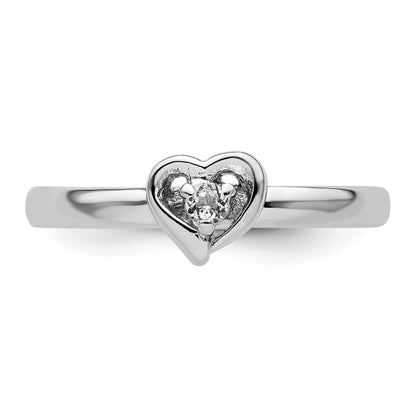 Sterlingsilber Stapelbar Expressions Weiß Topas Herz Ring