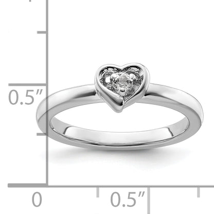 Sterlingsilber Stapelbar Expressions Weiß Topas Herz Ring