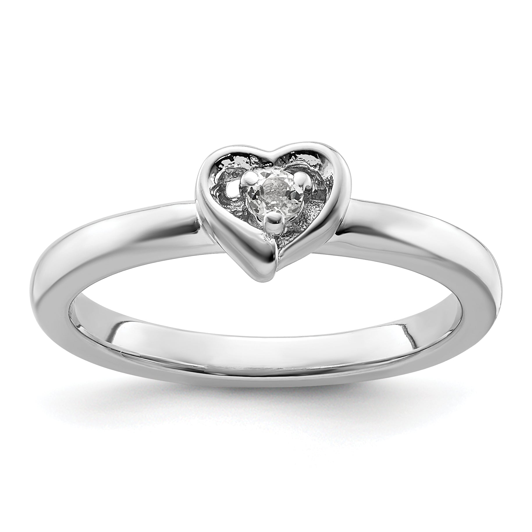 Sterlingsilber Stapelbar Expressions Weiß Topas Herz Ring