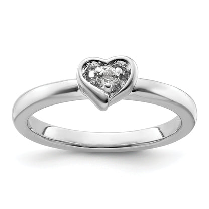 Sterlingsilber Stapelbar Expressions Weiß Topas Herz Ring