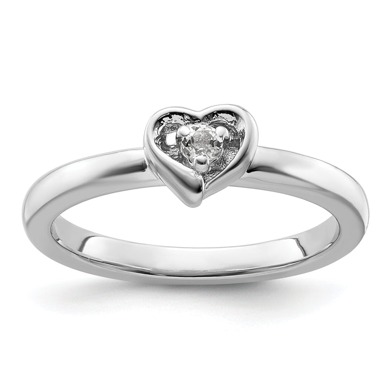 Sterlingsilber Stapelbar Expressions Weiß Topas Herz Ring