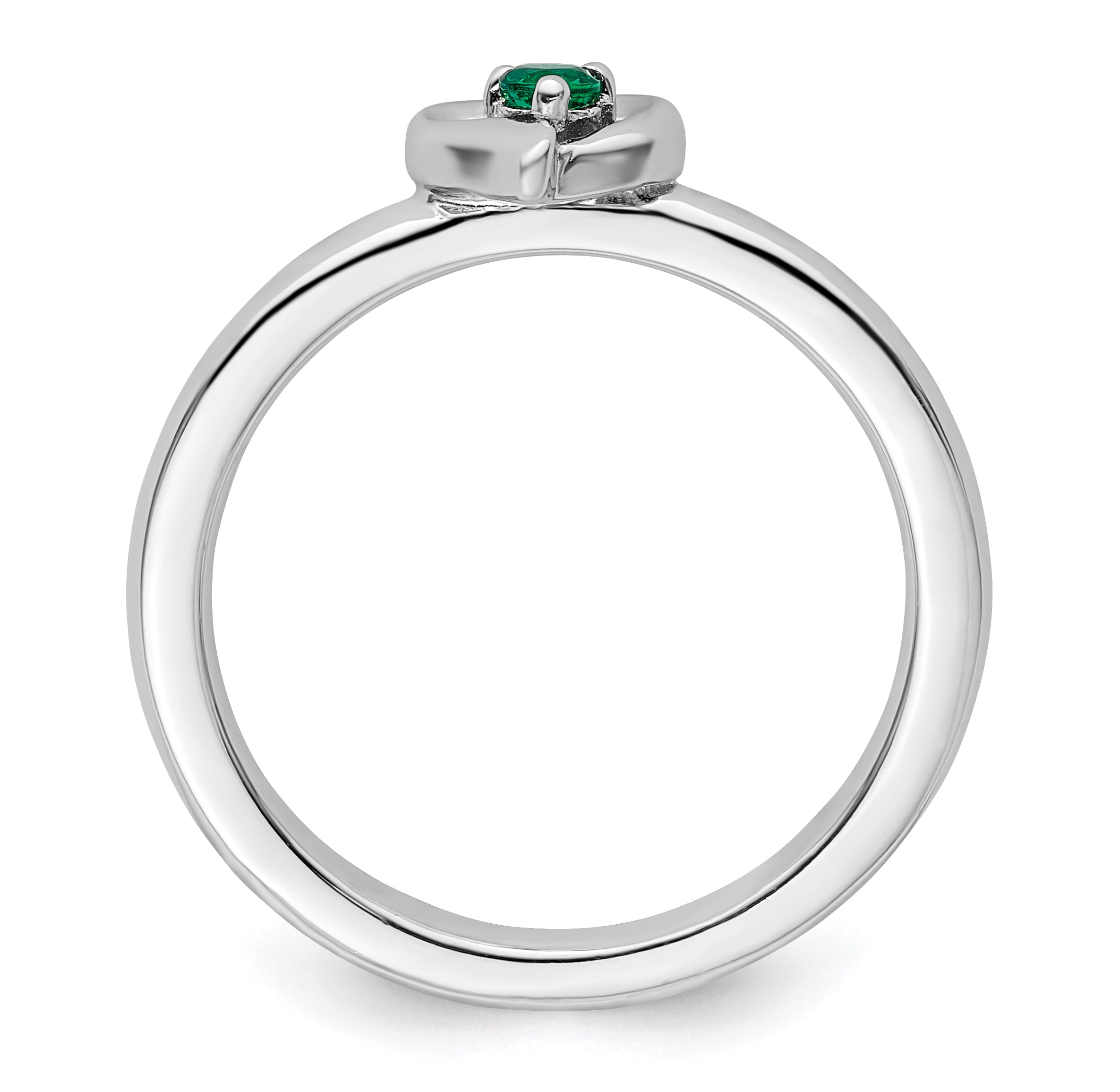 Sterlingsilber Stapelbar Expressions Erzeugt Smaragd Herz Ring