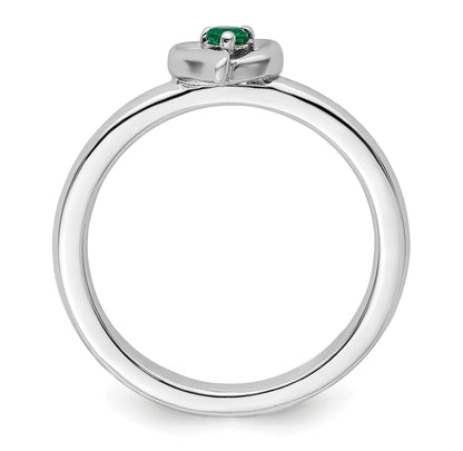 Sterlingsilber Stapelbar Expressions Erzeugt Smaragd Herz Ring