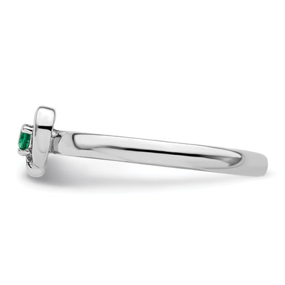 Sterlingsilber Stapelbar Expressions Erzeugt Smaragd Herz Ring