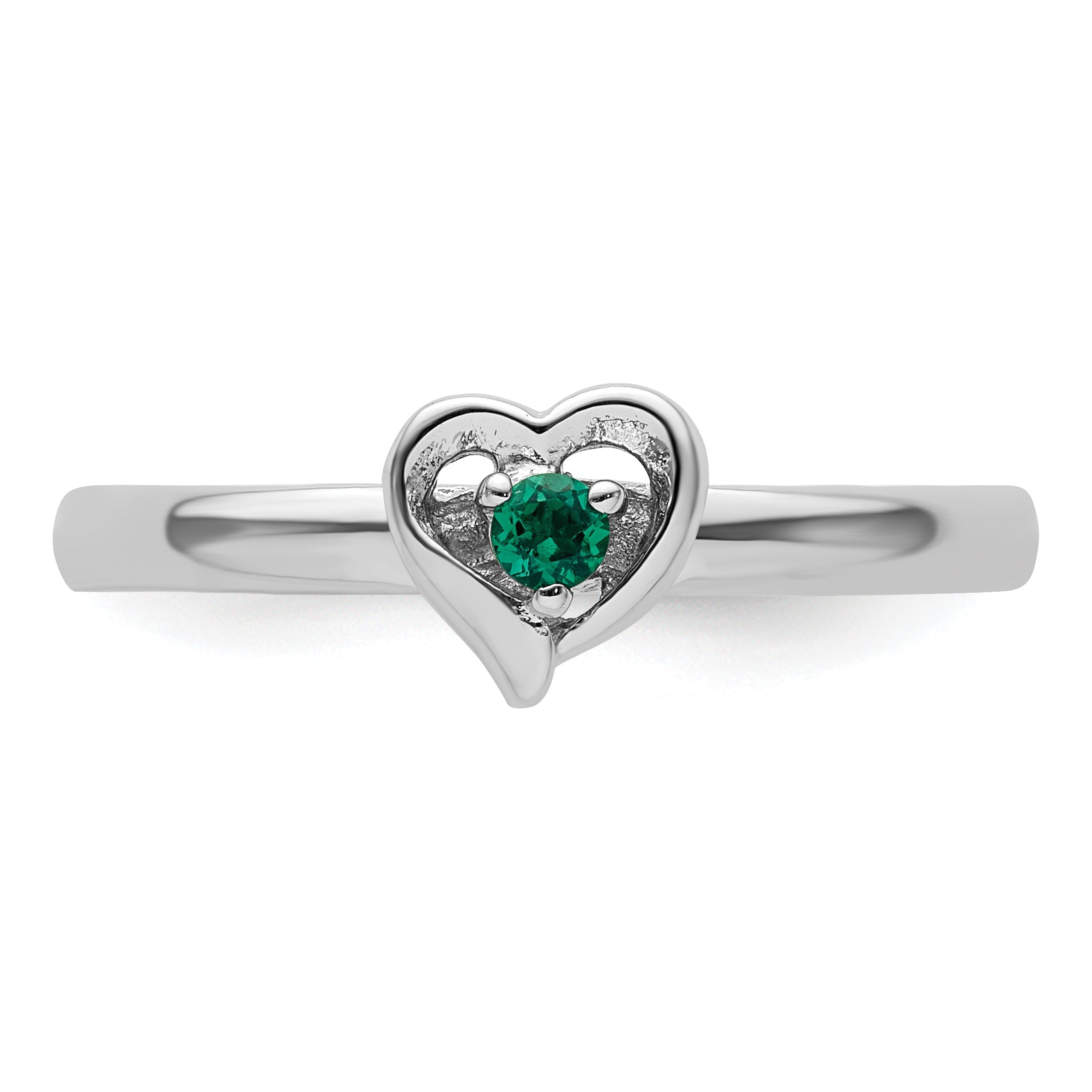Sterlingsilber Stapelbar Expressions Erzeugt Smaragd Herz Ring
