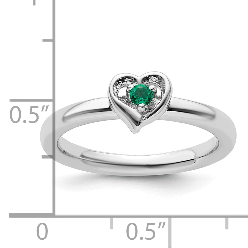Sterlingsilber Stapelbar Expressions Erzeugt Smaragd Herz Ring