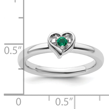 Sterlingsilber Stapelbar Expressions Erzeugt Smaragd Herz Ring
