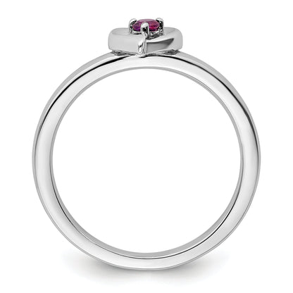 Sterlingsilber Stapelbar Expressions Rhodolith Granat Herz Ring