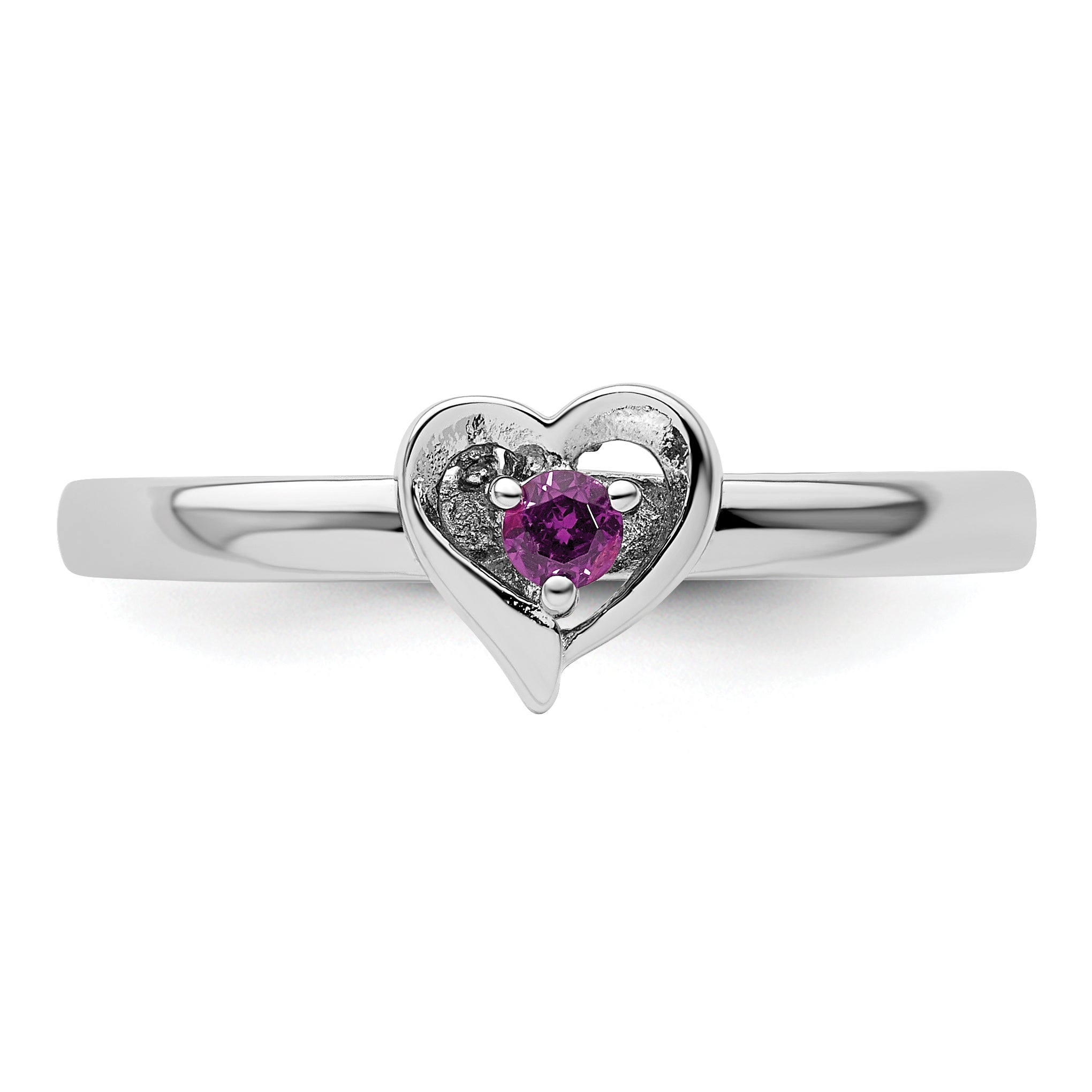Sterlingsilber Stapelbar Expressions Rhodolith Granat Herz Ring