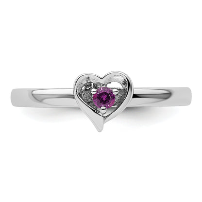 Sterlingsilber Stapelbar Expressions Rhodolith Granat Herz Ring