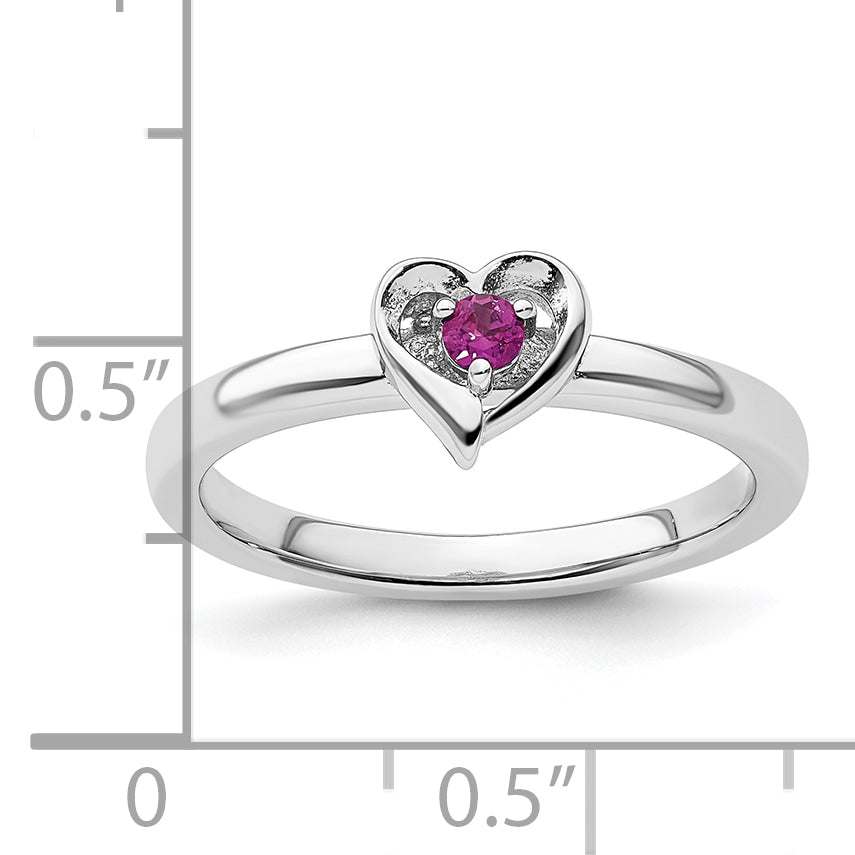 Sterlingsilber Stapelbar Expressions Rhodolith Granat Herz Ring
