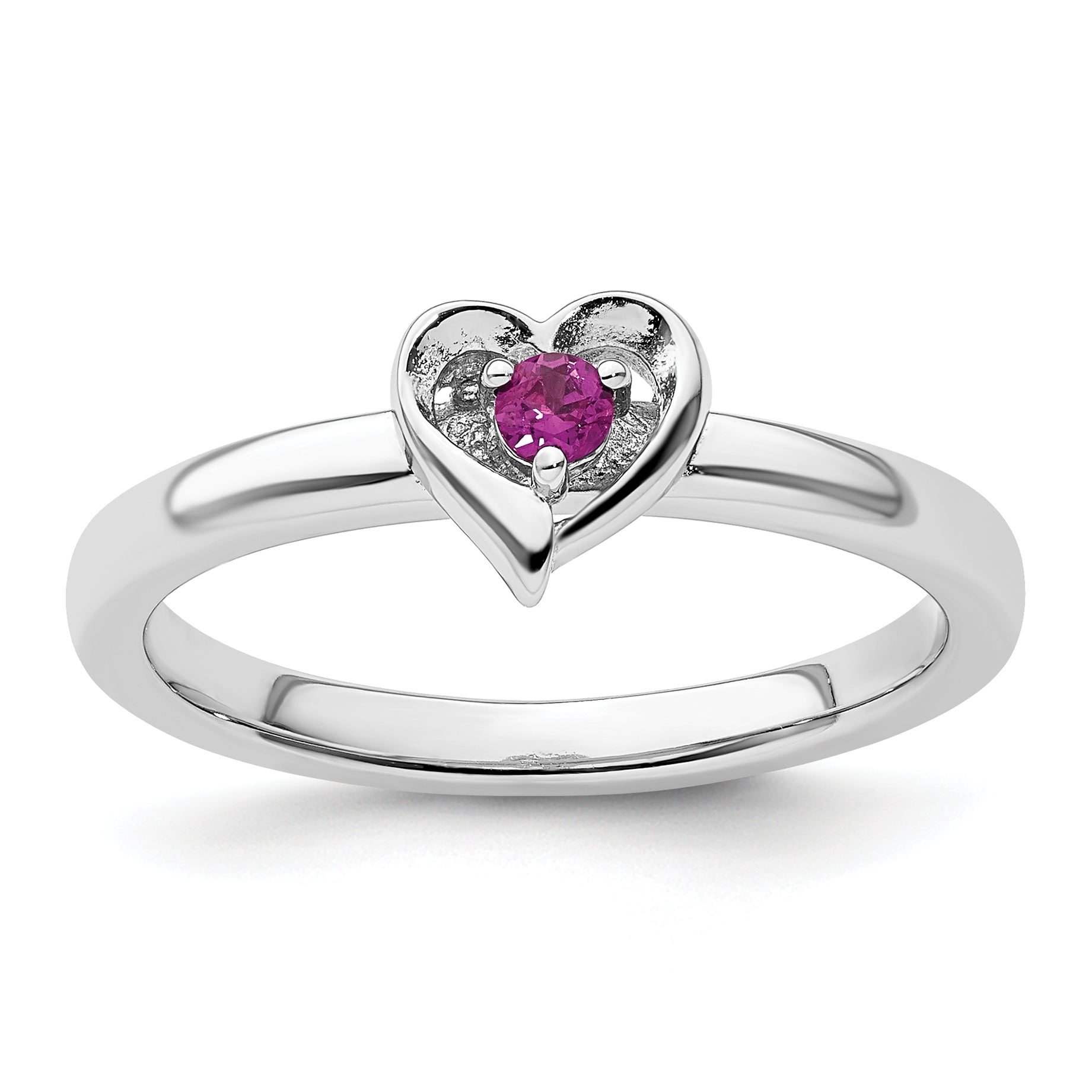 Sterlingsilber Stapelbar Expressions Rhodolith Granat Herz Ring