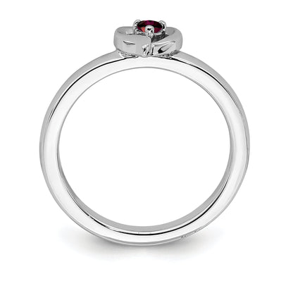 Sterlingsilber Stapelbar Expressions Erzeugt Rubin Herz Ring