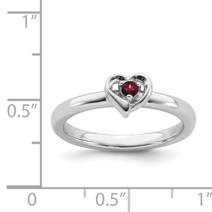 Sterlingsilber Stapelbar Expressions Erzeugt Rubin Herz Ring