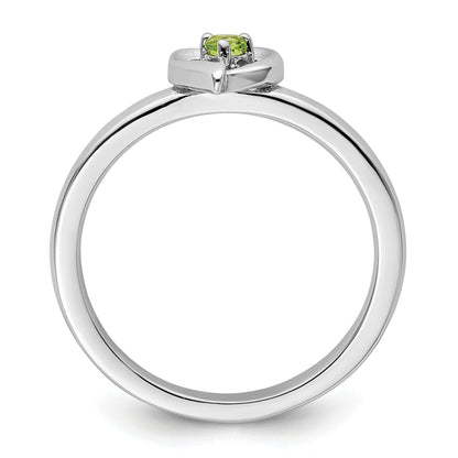 Sterlingsilber Stapelbar Expressions Peridot Herz Ring