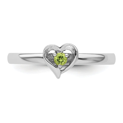Sterlingsilber Stapelbar Expressions Peridot Herz Ring