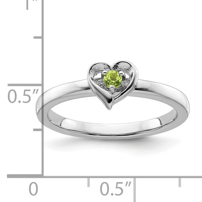 Sterlingsilber Stapelbar Expressions Peridot Herz Ring