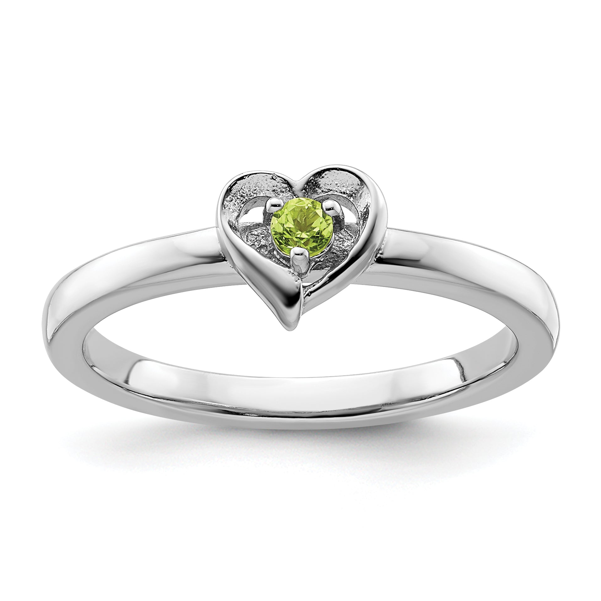 Sterlingsilber Stapelbar Expressions Peridot Herz Ring