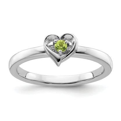 Sterlingsilber Stapelbar Expressions Peridot Herz Ring