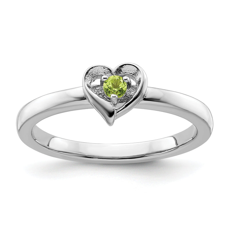 Sterlingsilber Stapelbar Expressions Peridot Herz Ring