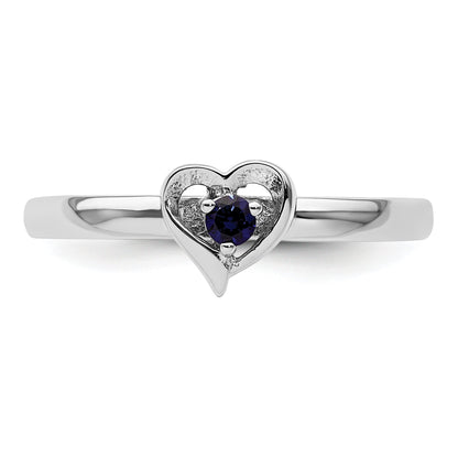 Sterlingsilber Stapelbar Expressions Erzeugt Saphir Herz Ring