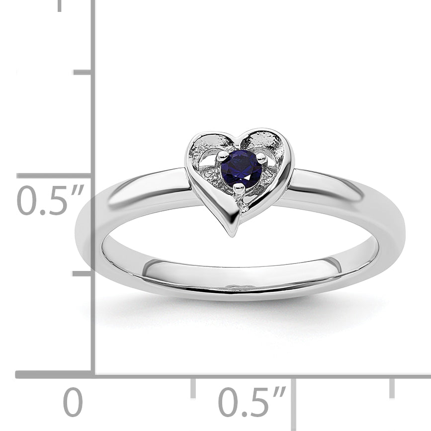 Sterlingsilber Stapelbar Expressions Erzeugt Saphir Herz Ring