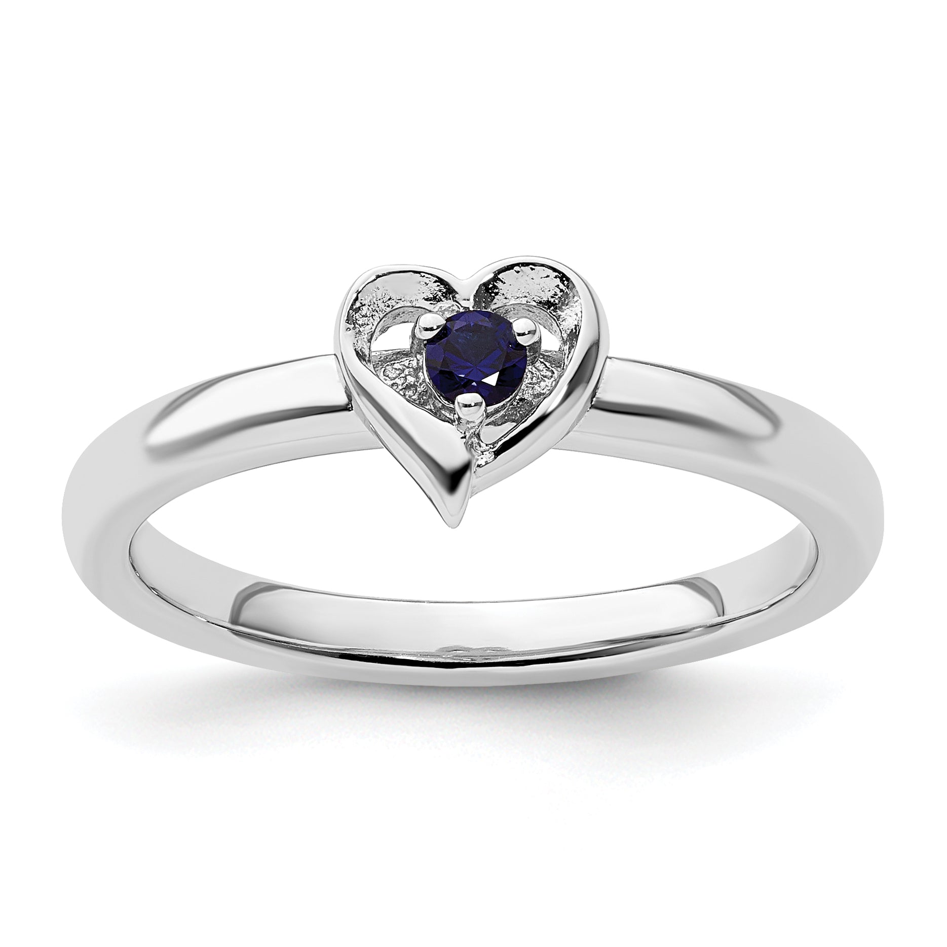 Sterlingsilber Stapelbar Expressions Erzeugt Saphir Herz Ring