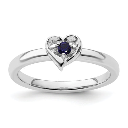 Sterlingsilber Stapelbar Expressions Erzeugt Saphir Herz Ring