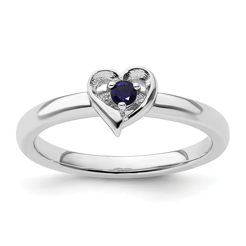Sterlingsilber Stapelbar Expressions Erzeugt Saphir Herz Ring