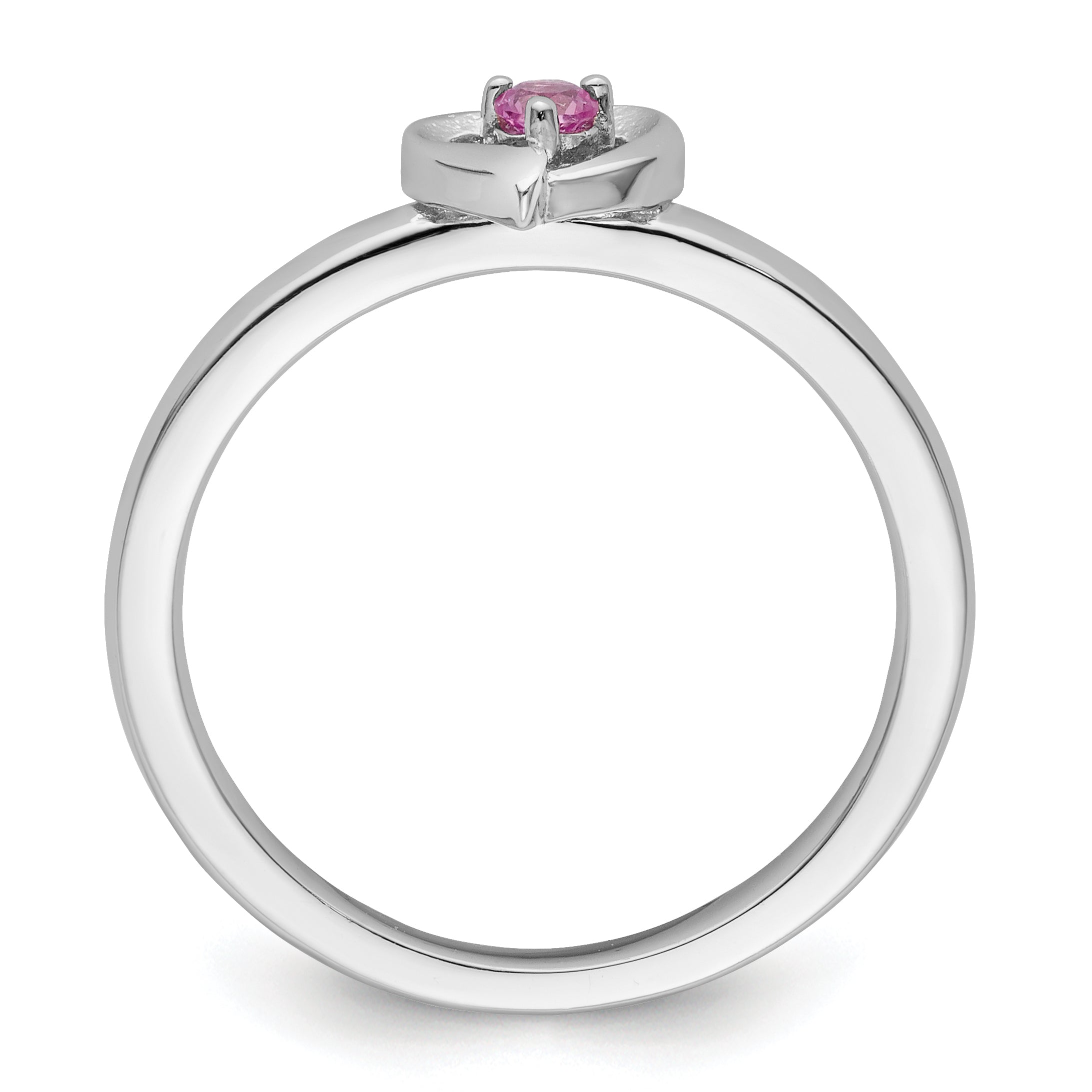 Sterlingsilber Stapelbar Expressions Erzeugt Rosa Saphir Herz Ring
