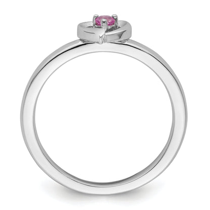 Sterlingsilber Stapelbar Expressions Erzeugt Rosa Saphir Herz Ring