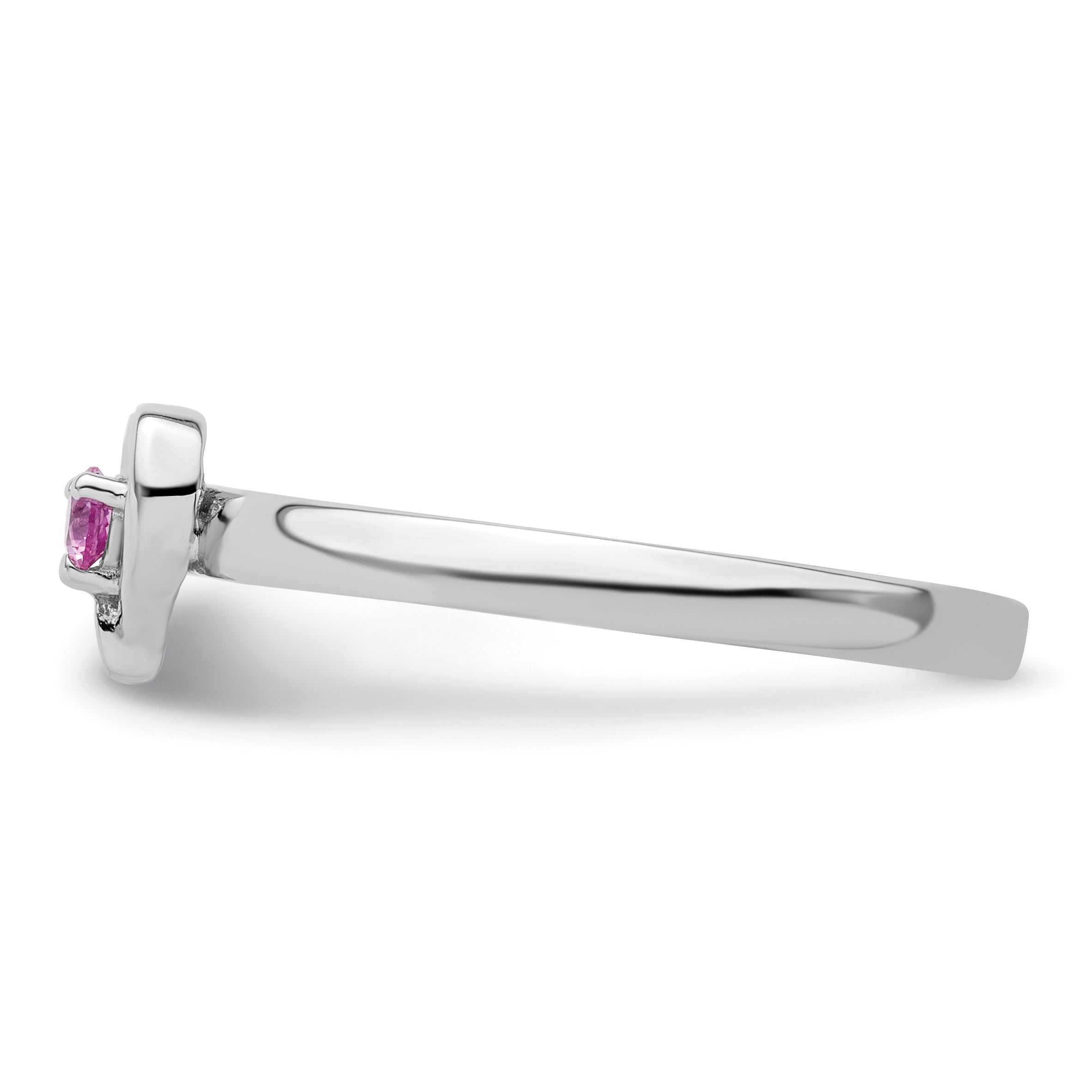 Sterlingsilber Stapelbar Expressions Erzeugt Rosa Saphir Herz Ring