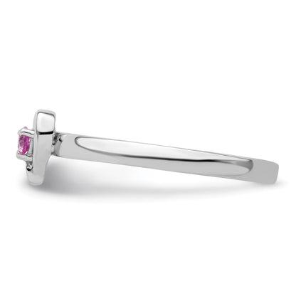 Sterlingsilber Stapelbar Expressions Erzeugt Rosa Saphir Herz Ring