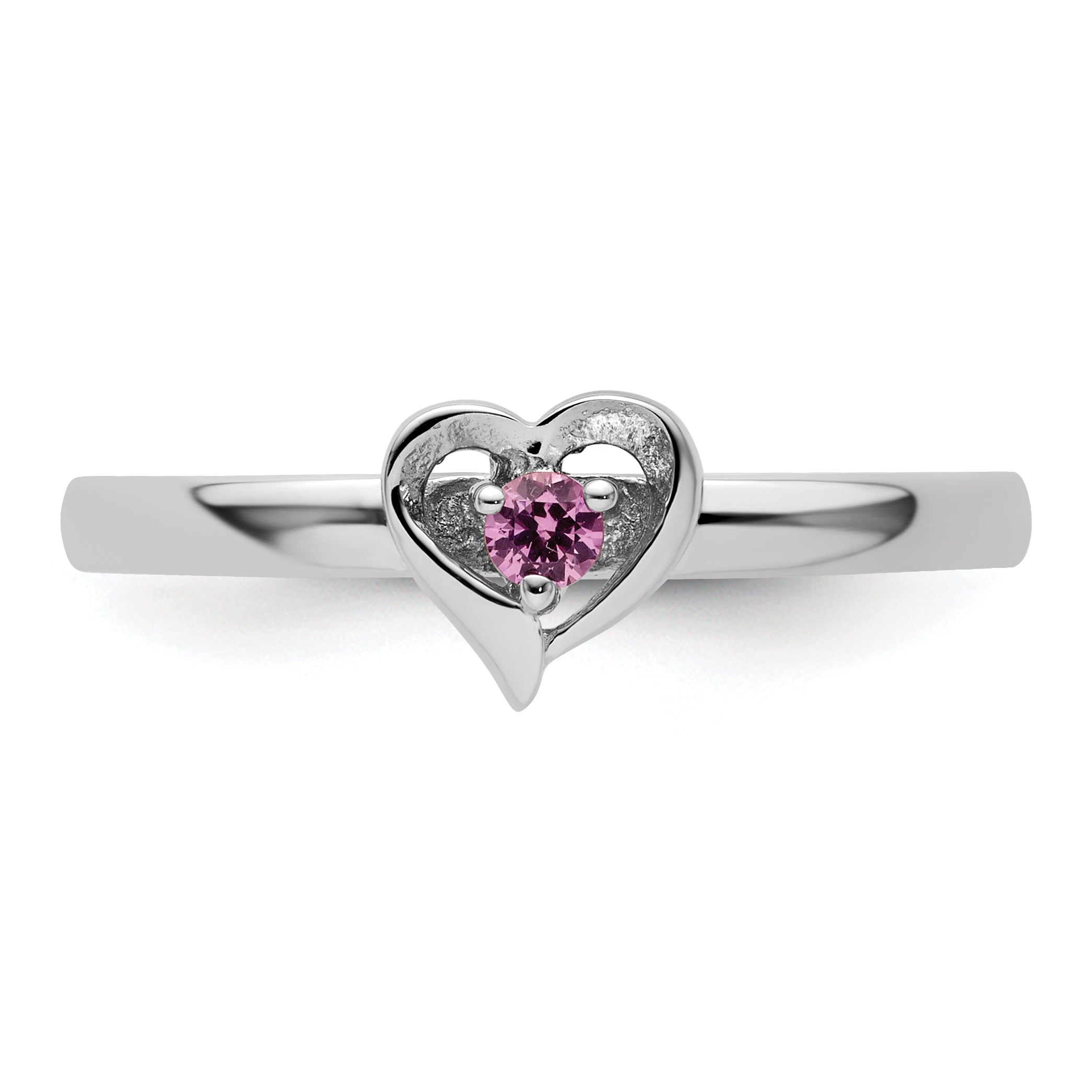 Sterlingsilber Stapelbar Expressions Erzeugt Rosa Saphir Herz Ring