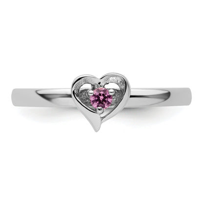 Sterlingsilber Stapelbar Expressions Erzeugt Rosa Saphir Herz Ring